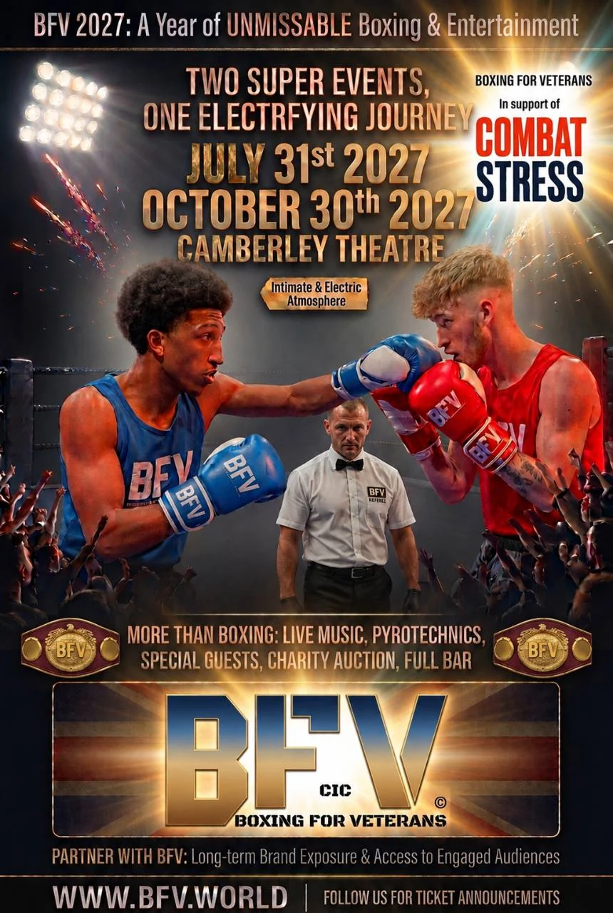 BFV 2027 Camberley Theatre flyer for 31 July and 30 October 2027