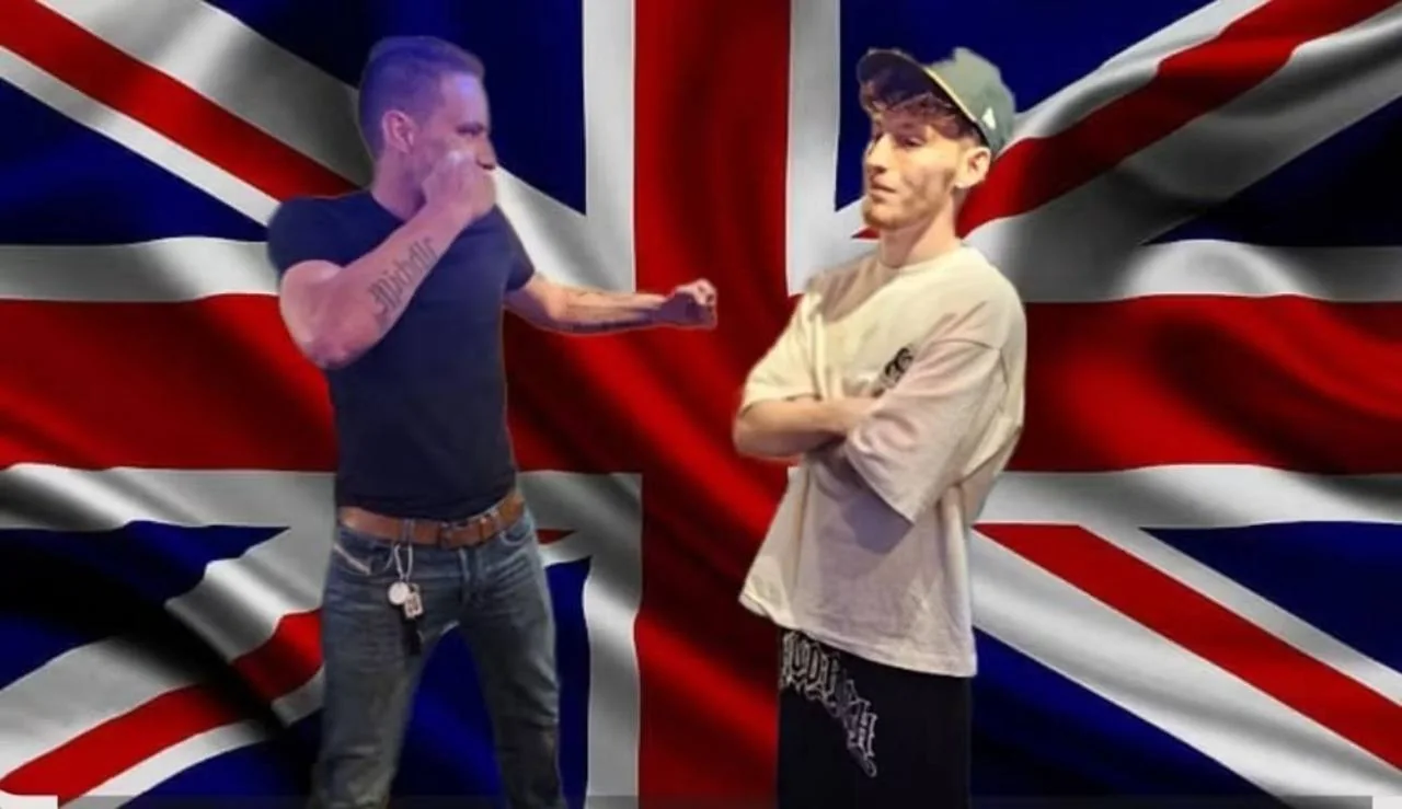 Two BFV participants facing off against a Union flag backdrop